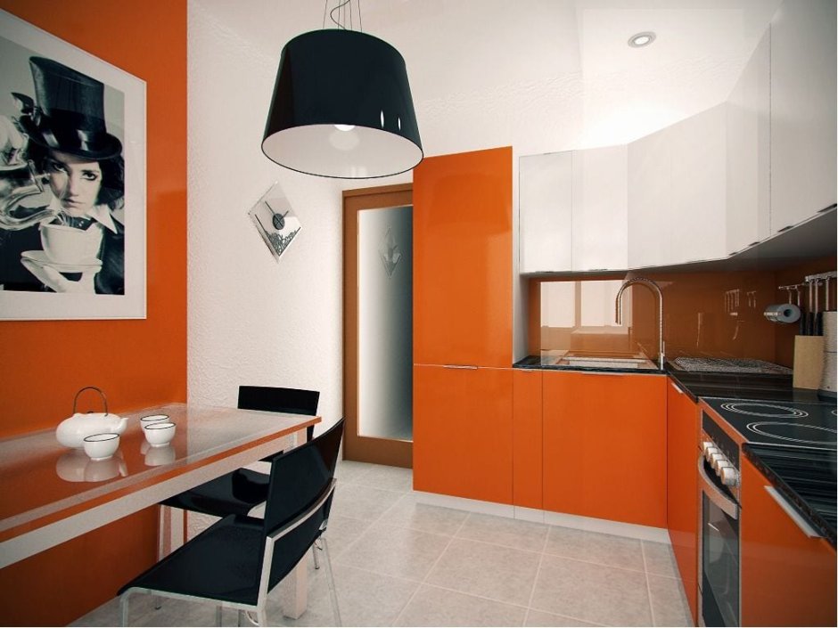 Квартира в черно оранжевом цвете