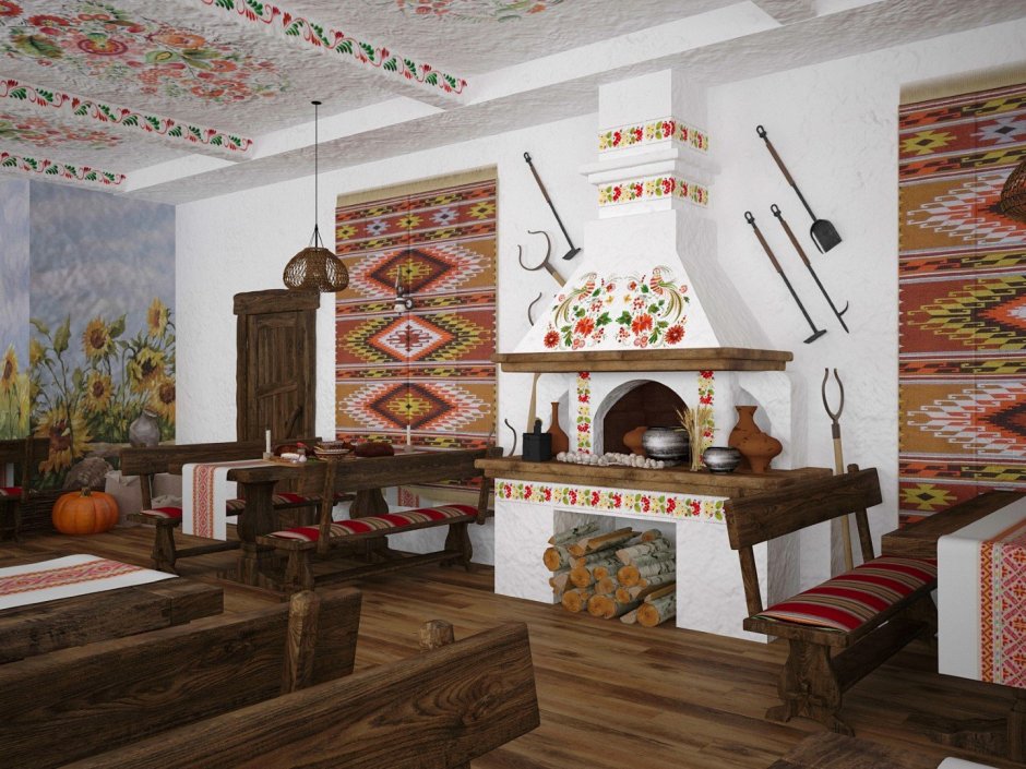 Кухня в Славянском стиле в квартире