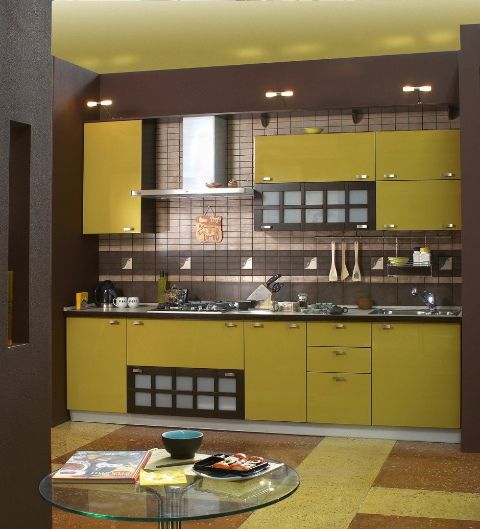 Желтая кухня в интерьере