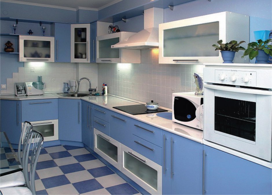 Голубая кухня в стиле Прованс интерьер