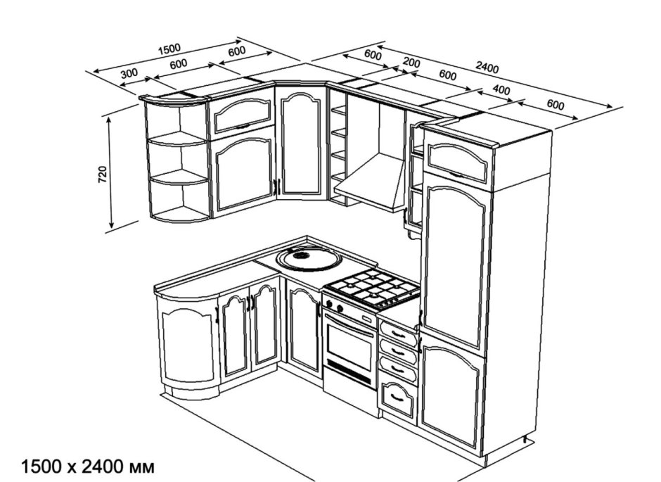 Проекты кухонных гарнитуров угловых (83 фото)