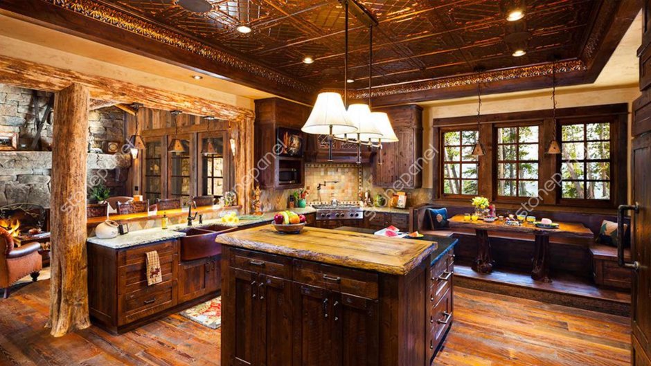 Кухни в деревянном доме в рустикальном стиле