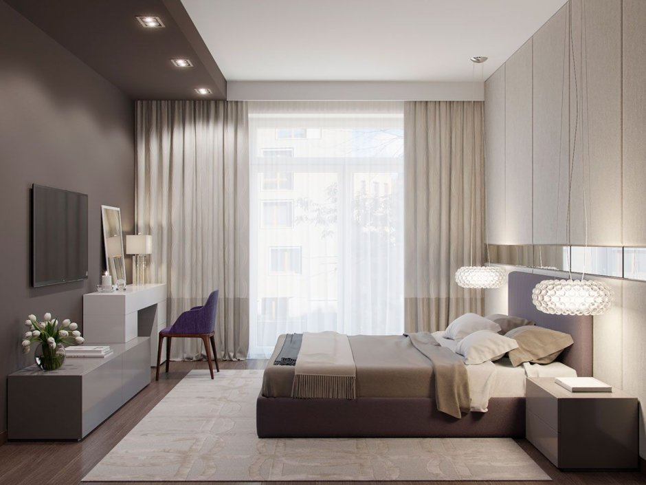 Спальная комната в современном стиле светлая