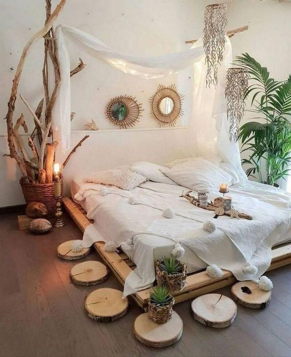 Спальня в стиле эко бохо