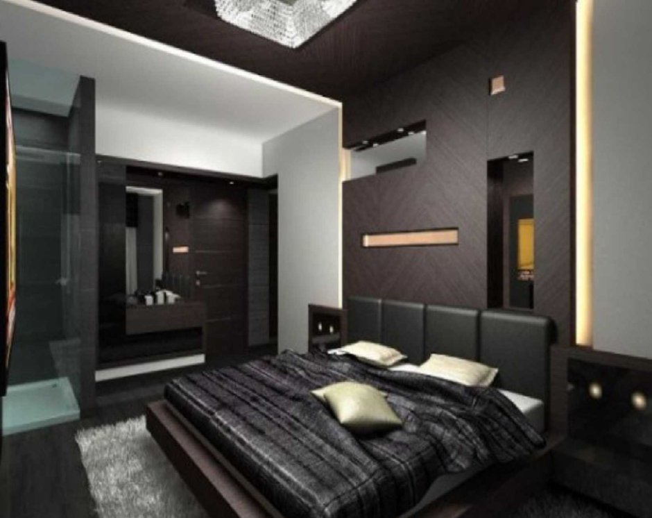 Дизайн темной спальни 12 кв.м