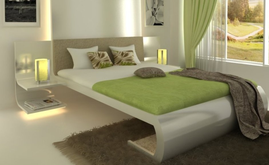 Спальня в стиле Модерн в зеленых тонах