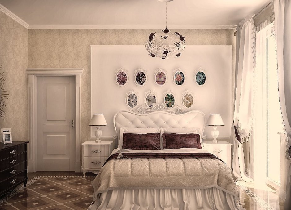 Спальня с камином в стиле Прованс