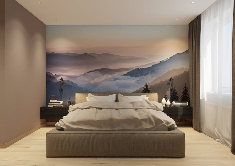 Фреска в спальне в современном стиле