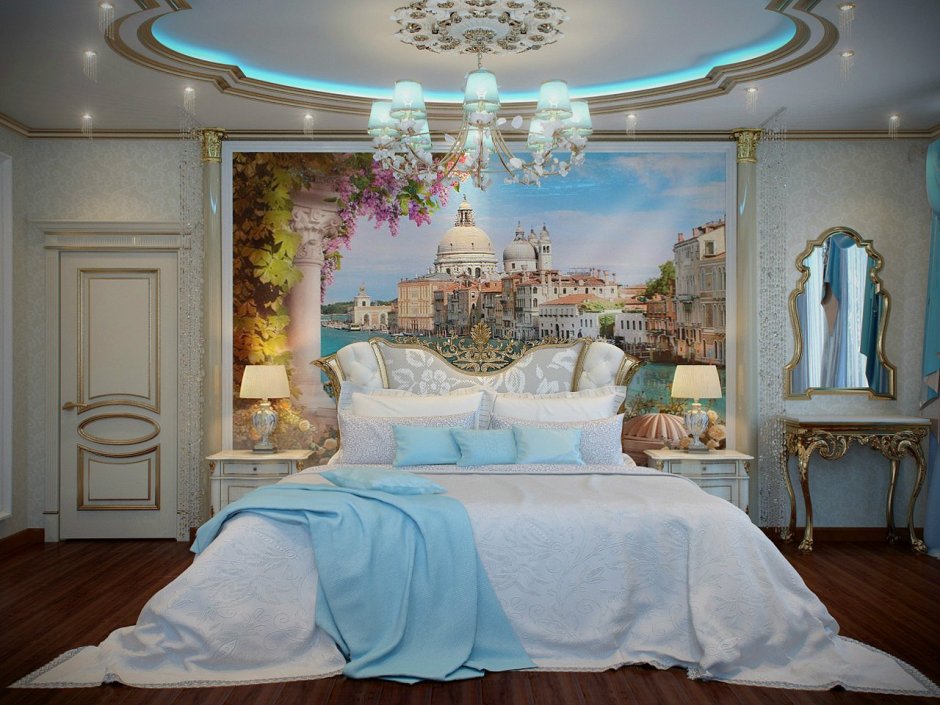 Спальня в классическом стиле с фреской