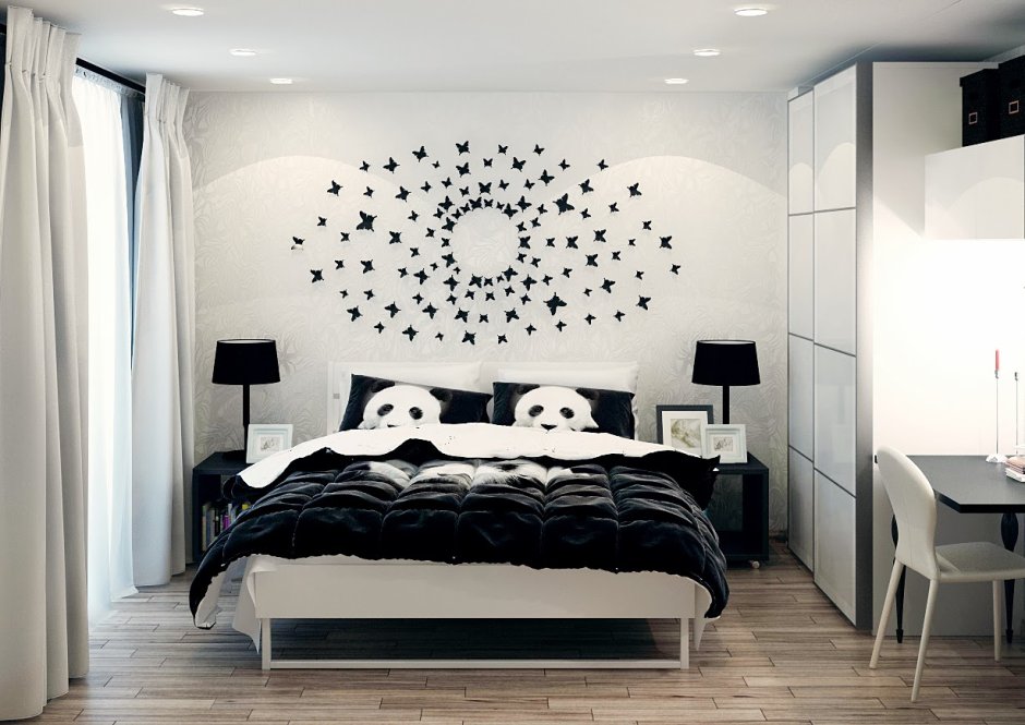 Черно белая спальня дизайн (71 фото)