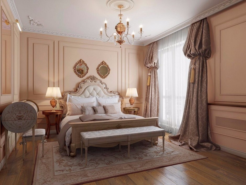 Интерьер спальни в классическом стиле (78 фото)