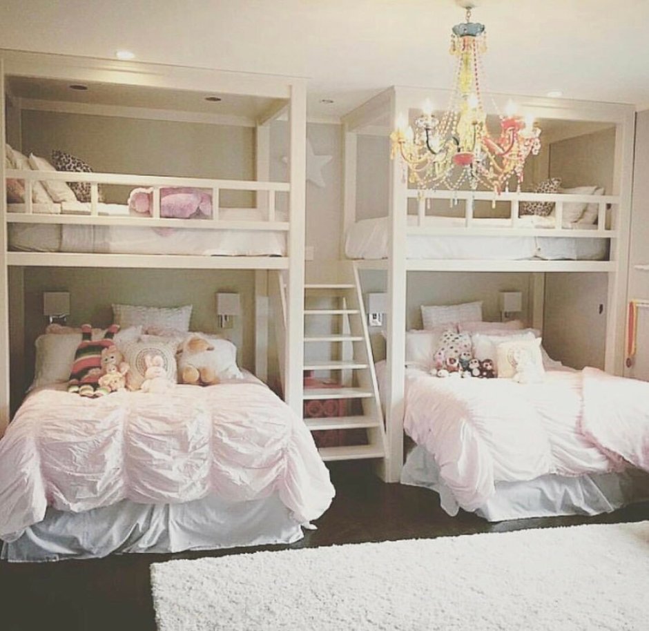 Комнаты для 2 девочек с двухэтажной кроватью