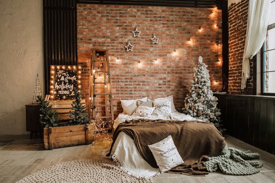 Рождественский декор спальни
