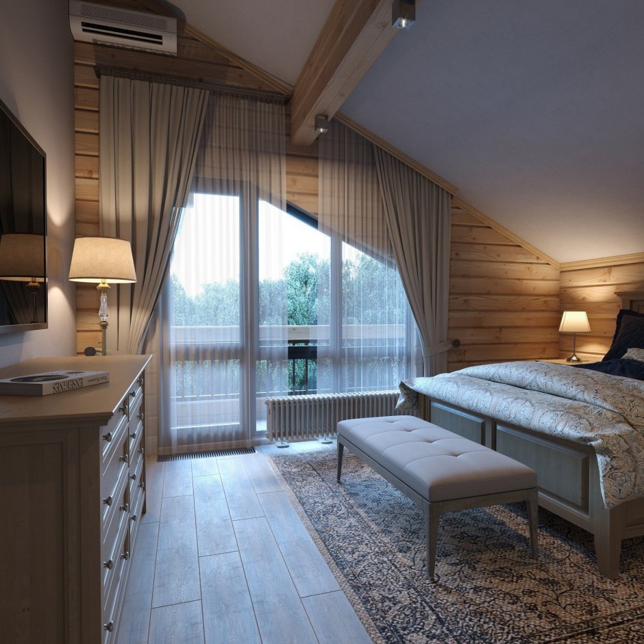 Спальня на мансарде в стиле Прованс