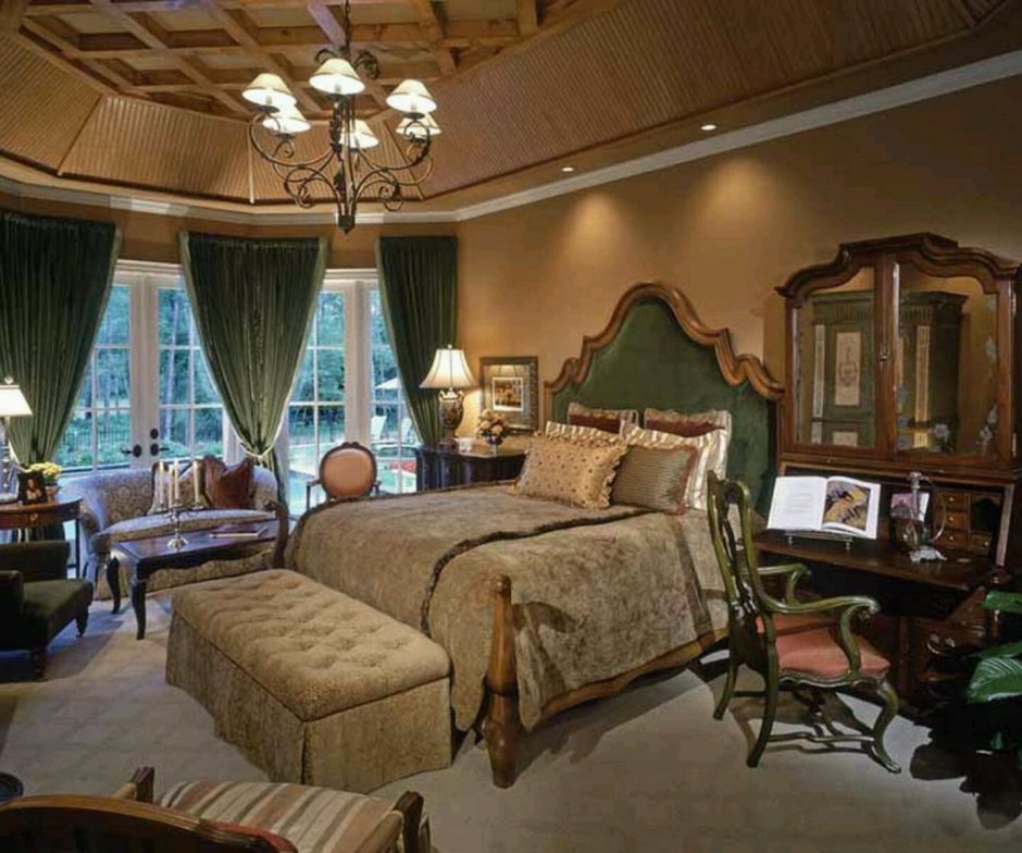 Зеленая спальня в викторианском стиле