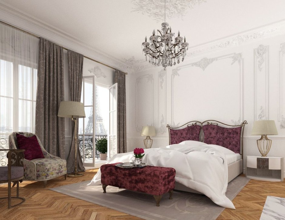 Парижский стиль в интерьере спальни