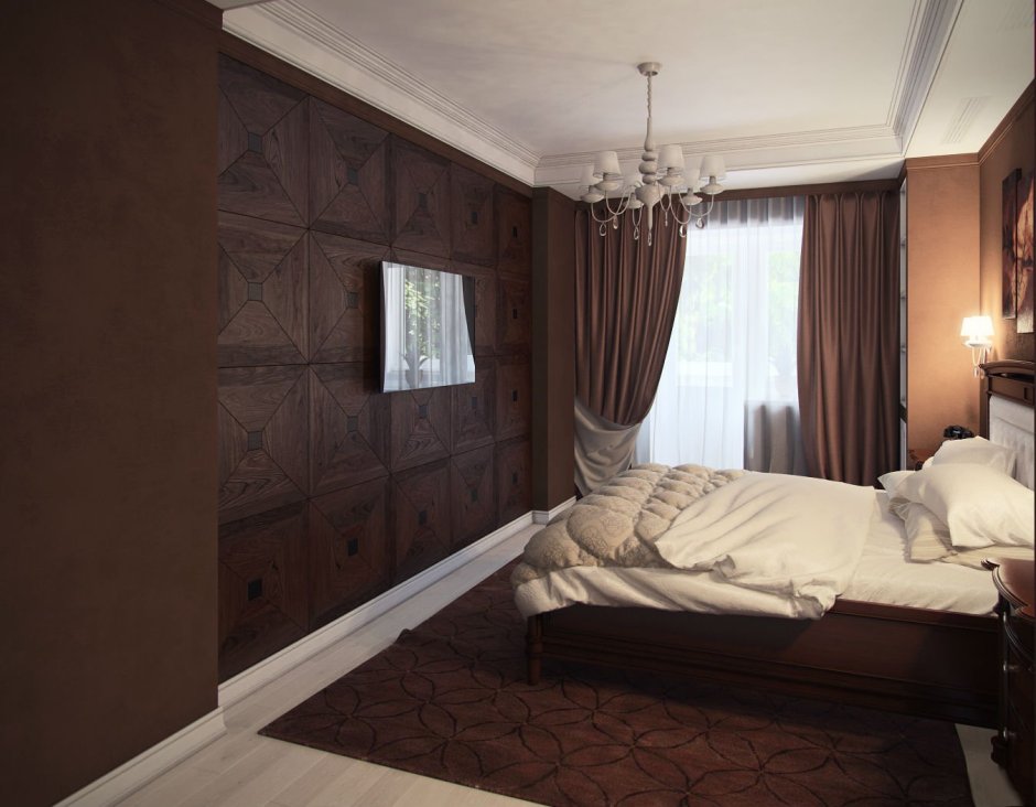 Спальня в коричнево бежевых тонах