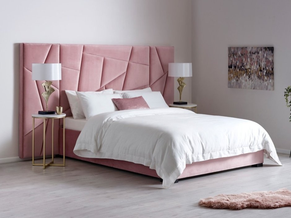 Кровать Vincent розового цвета 180х200 с подъемным механизмом
