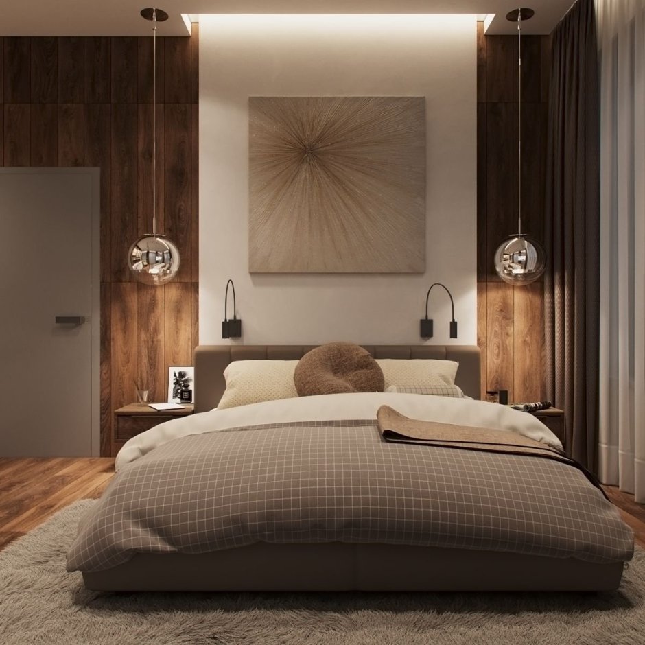 Спальня в коричневом стиле