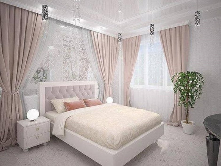 Спальня в нежно розовых тонах