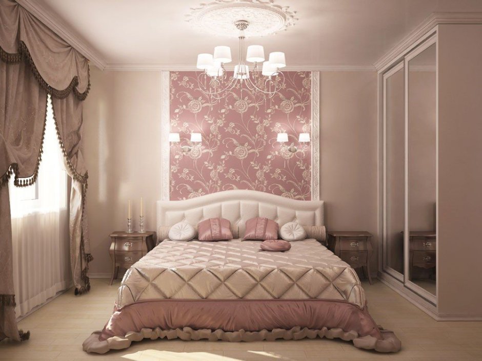 Спальня в грязно розовых тонах