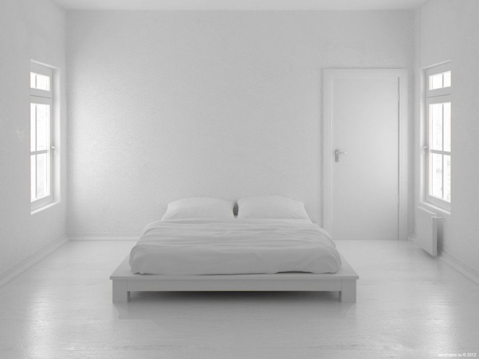 Спальня 18 метров в белых тонах