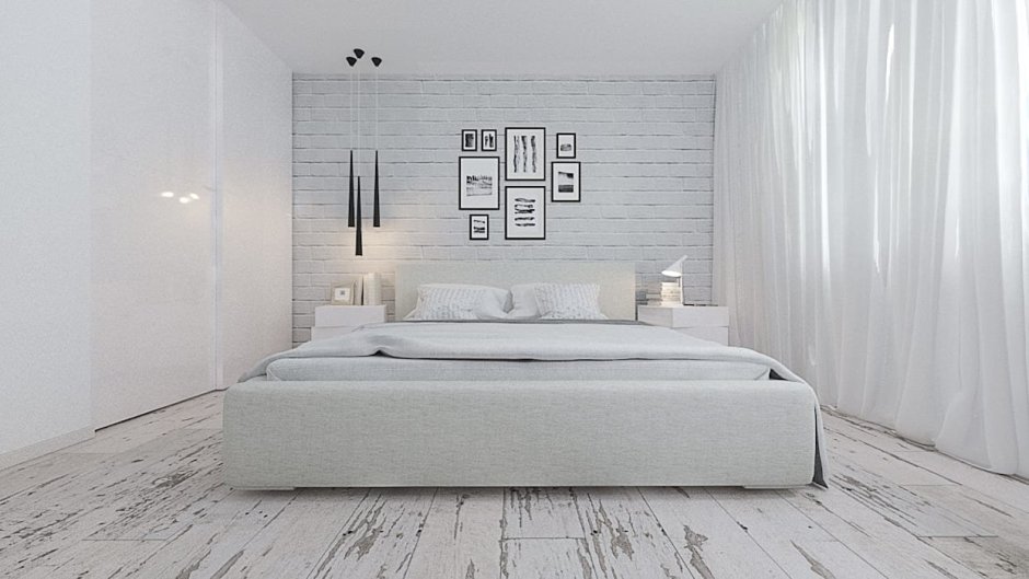 Спальня в белом стиле мрамор Минимализм