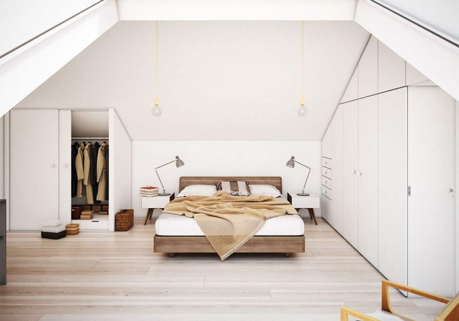 Спальня на чердаке в современном стиле