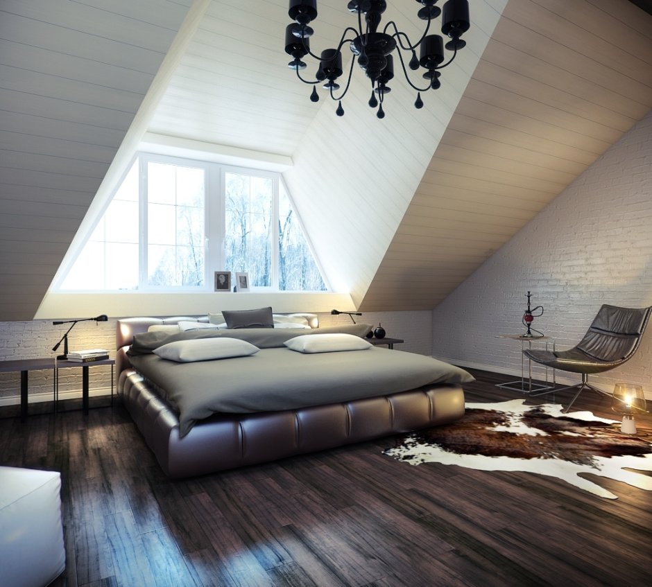 Мансардная спальня в современном стиле (76 фото)