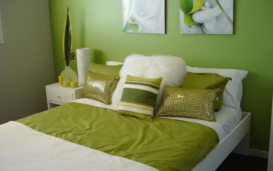 Декор зеленая спальня