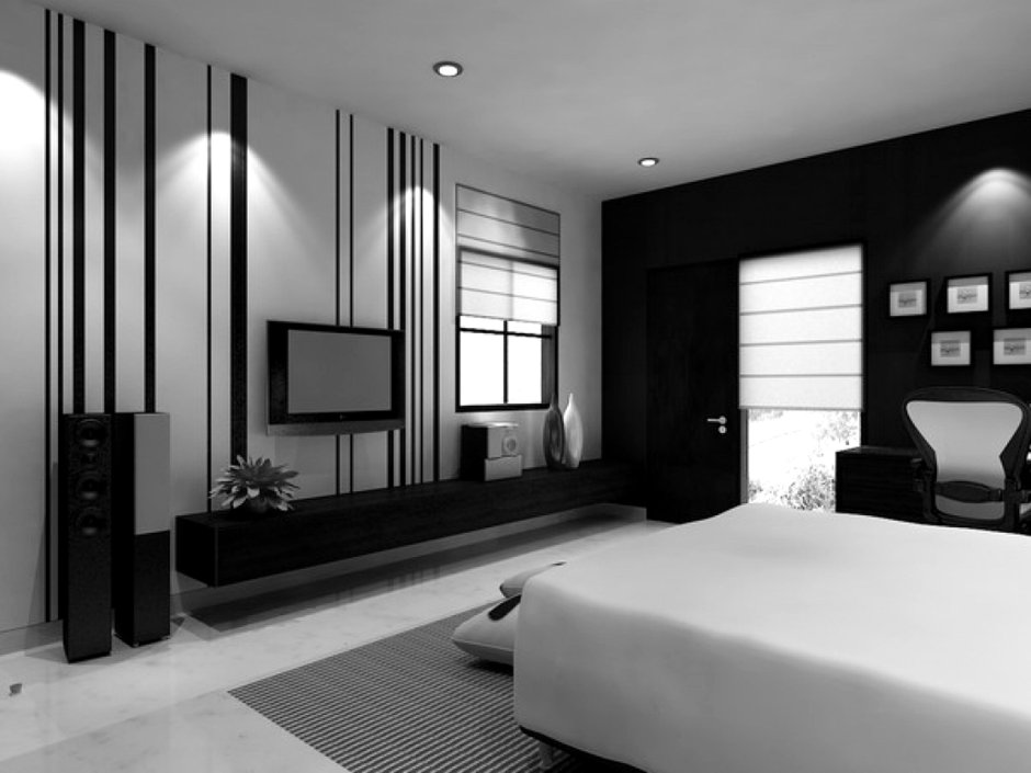 Черно белые шторы в спальню