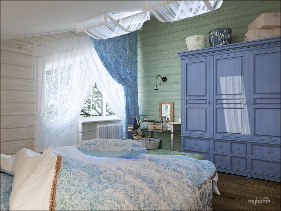 Спальня Прованс в деревянном доме