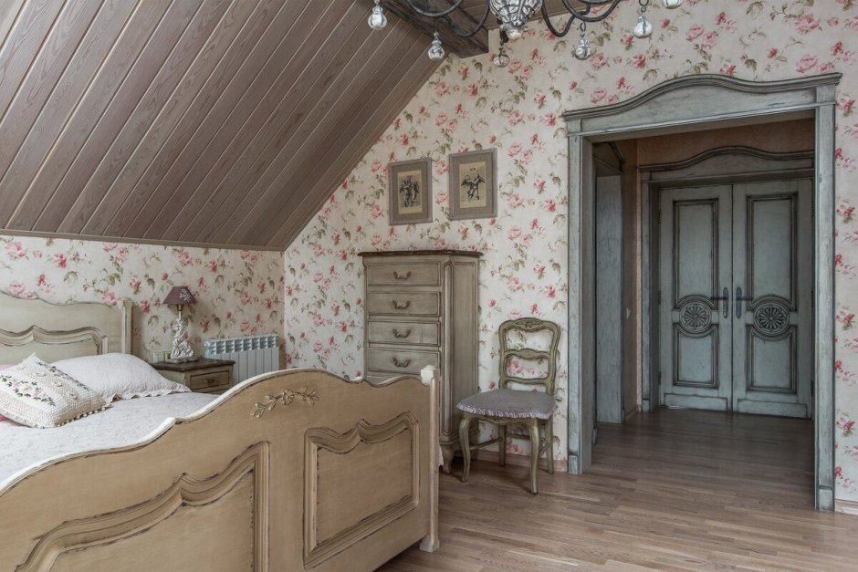 Спальни в стиле Прованс оливкового цвета