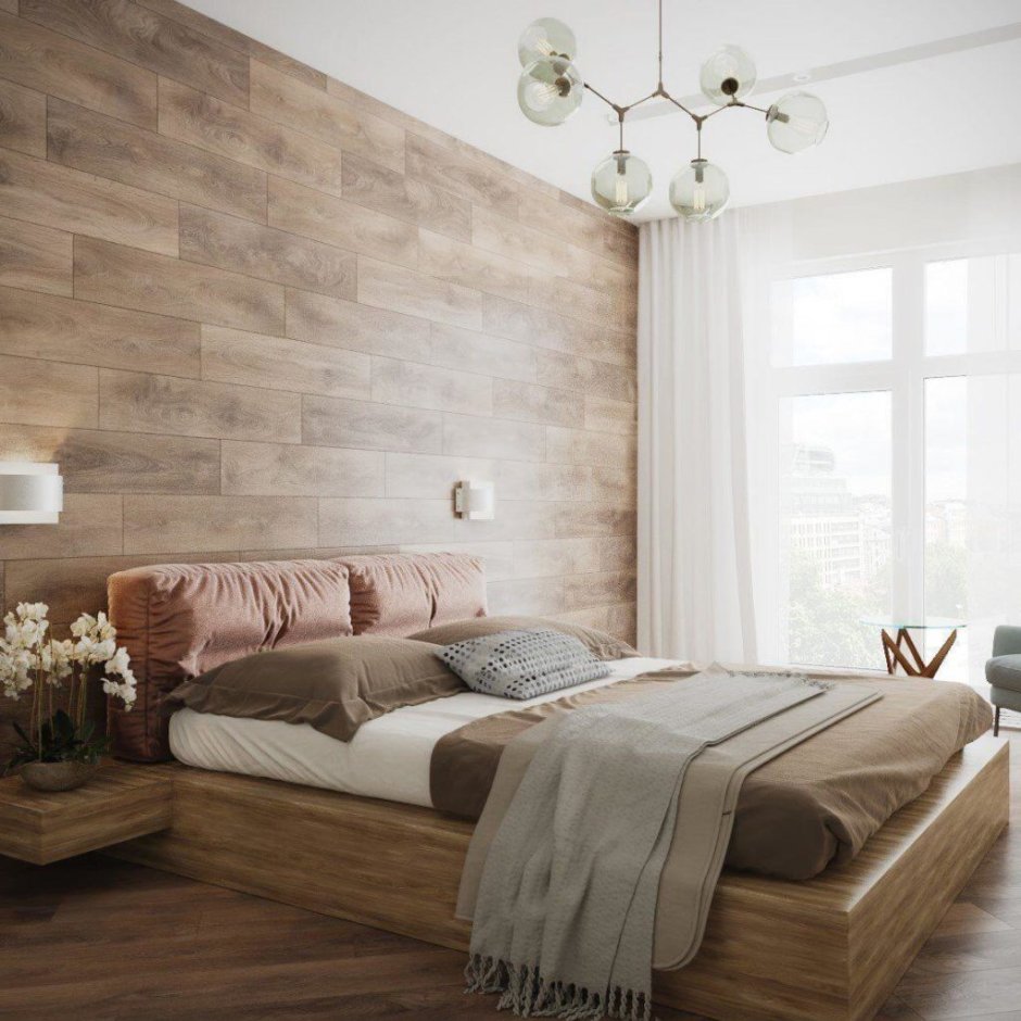 Деревянная стена за кроватью