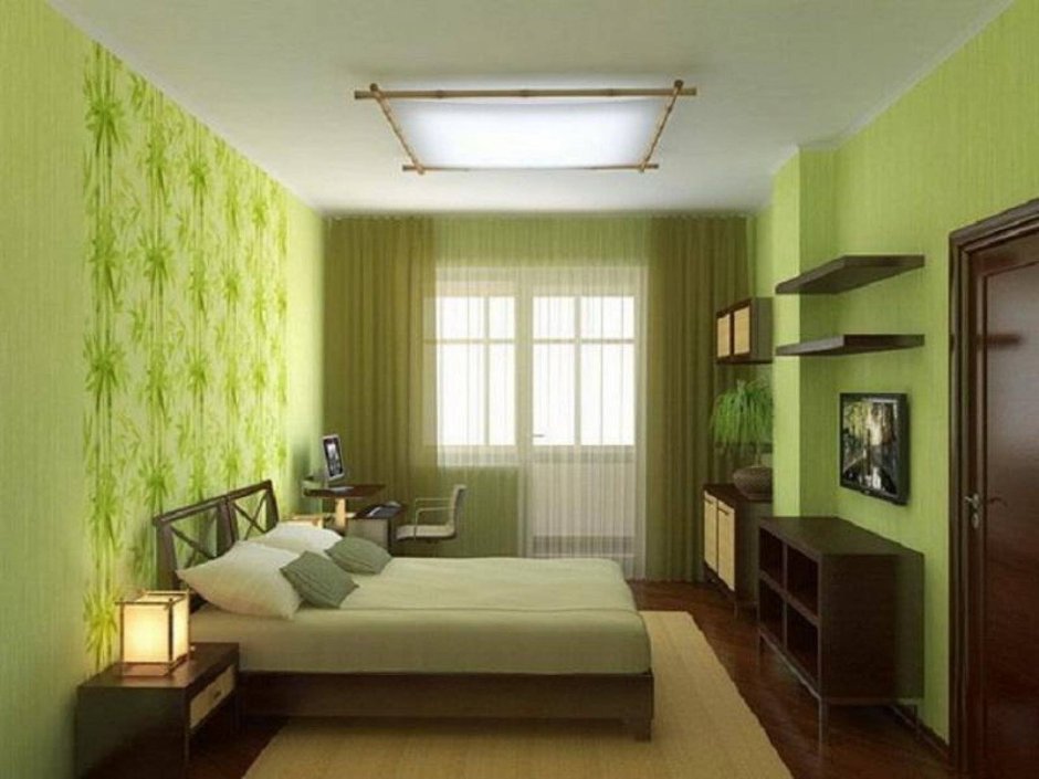 Спальня в хрущевке в зеленых тонах