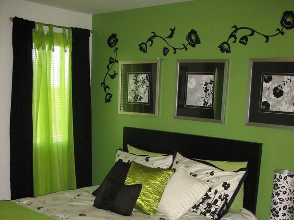 Спальня в эко стиле в оливковом цвете