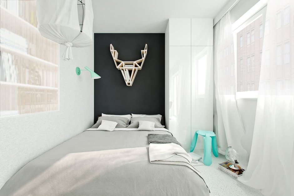 Однокомнатная спальня в минималистическом стиле