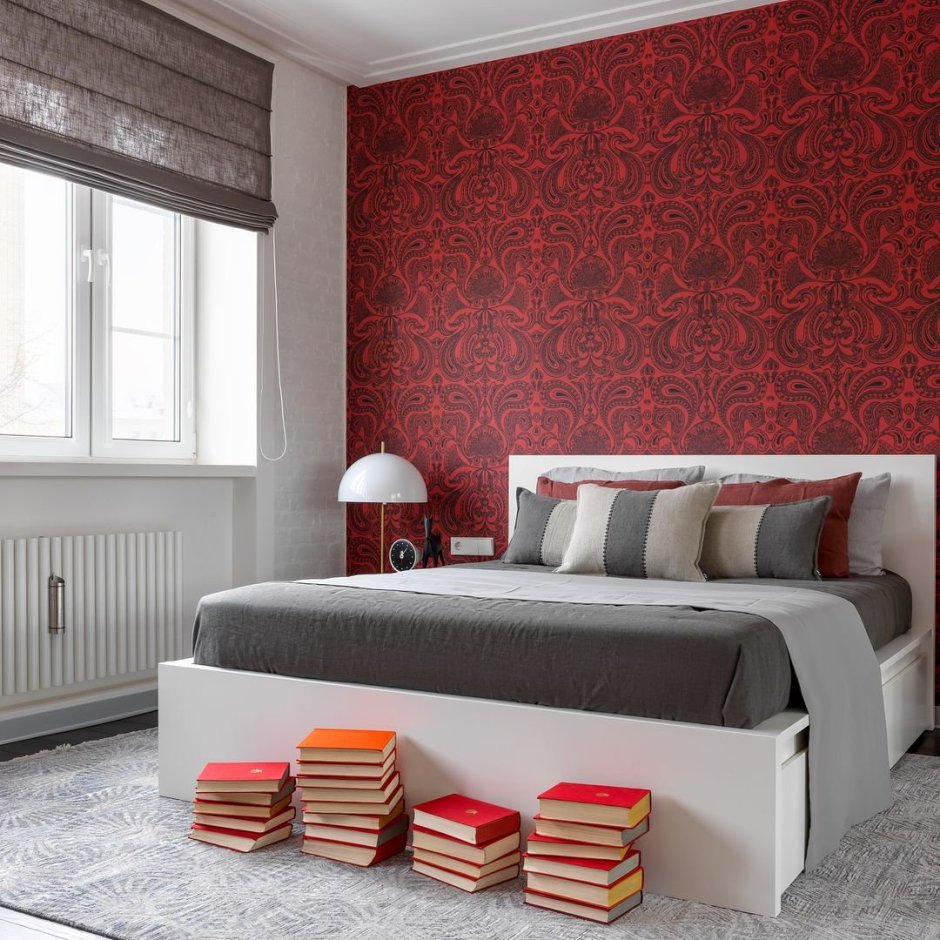 Красная спальня в стиле Минимализм