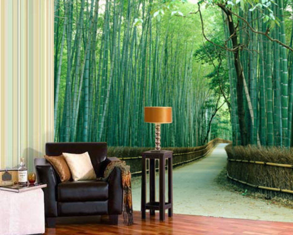 Бамбуковый лес на стене в квартире