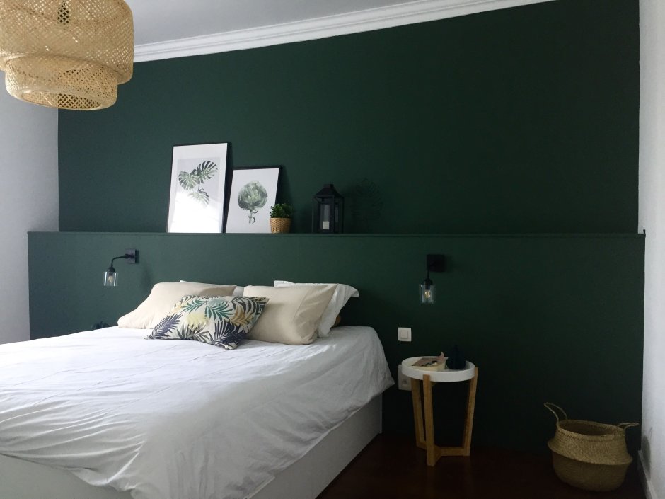 Спальная в зеленых тонах