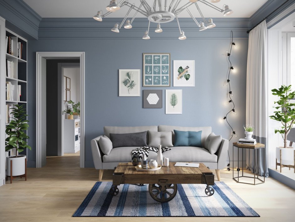 Серо голубые стены