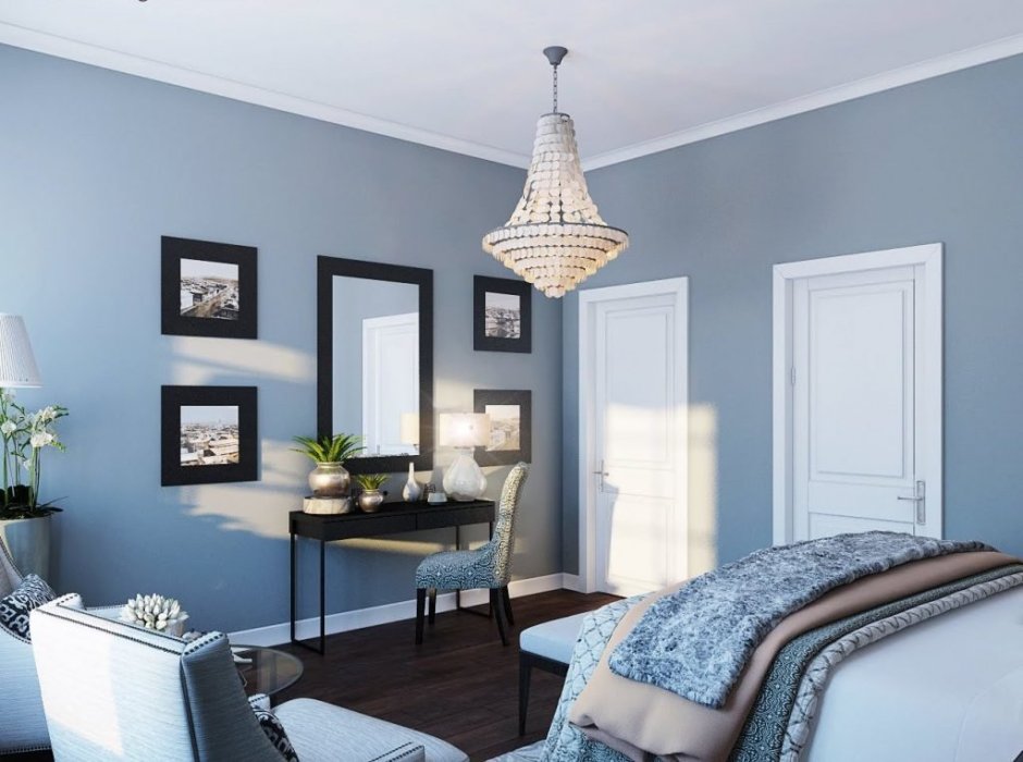 Серо голубые стены