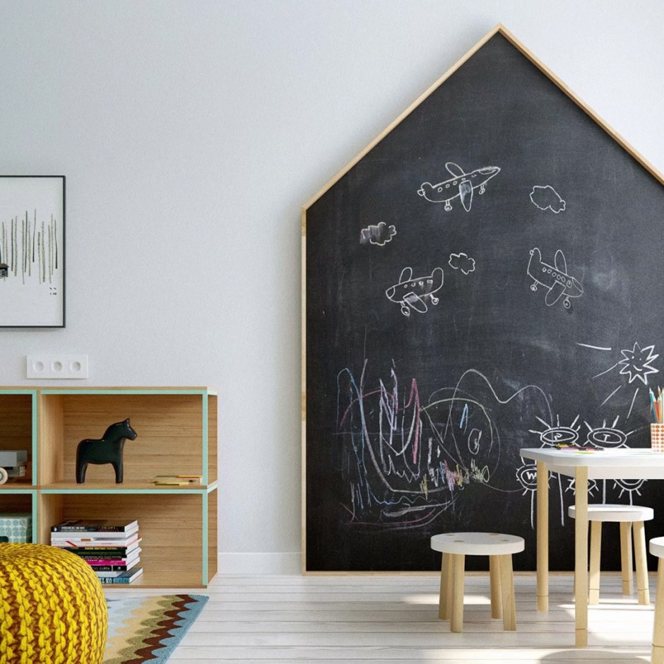 Дизайн детской комнаты с грифельной стеной