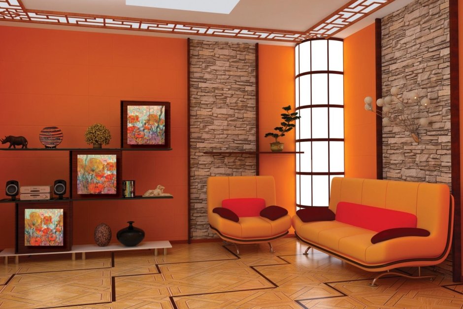 Оранжевая стена (65 фото)