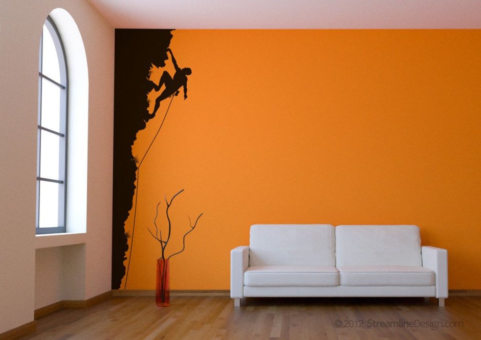 Декорирование оранжевых стен
