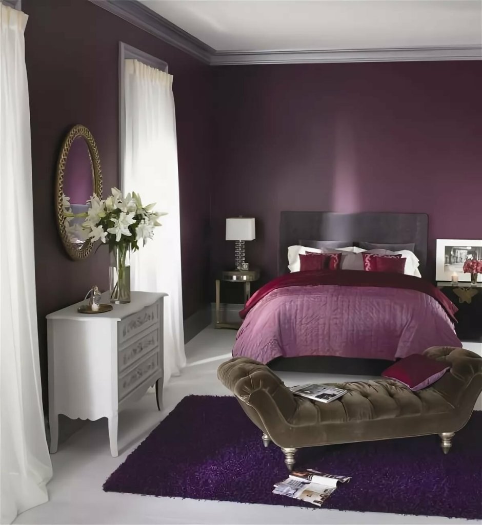 Спальня в фиолетовом цвете