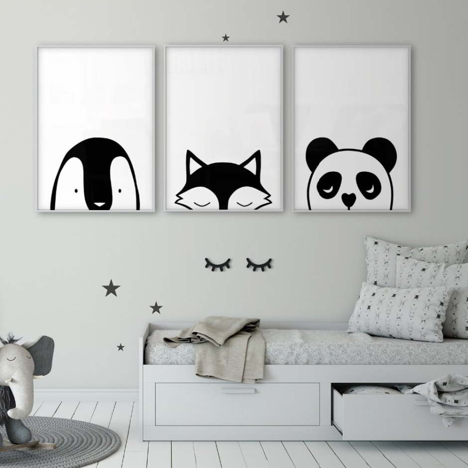 Черно белый Постер в детскую комнату