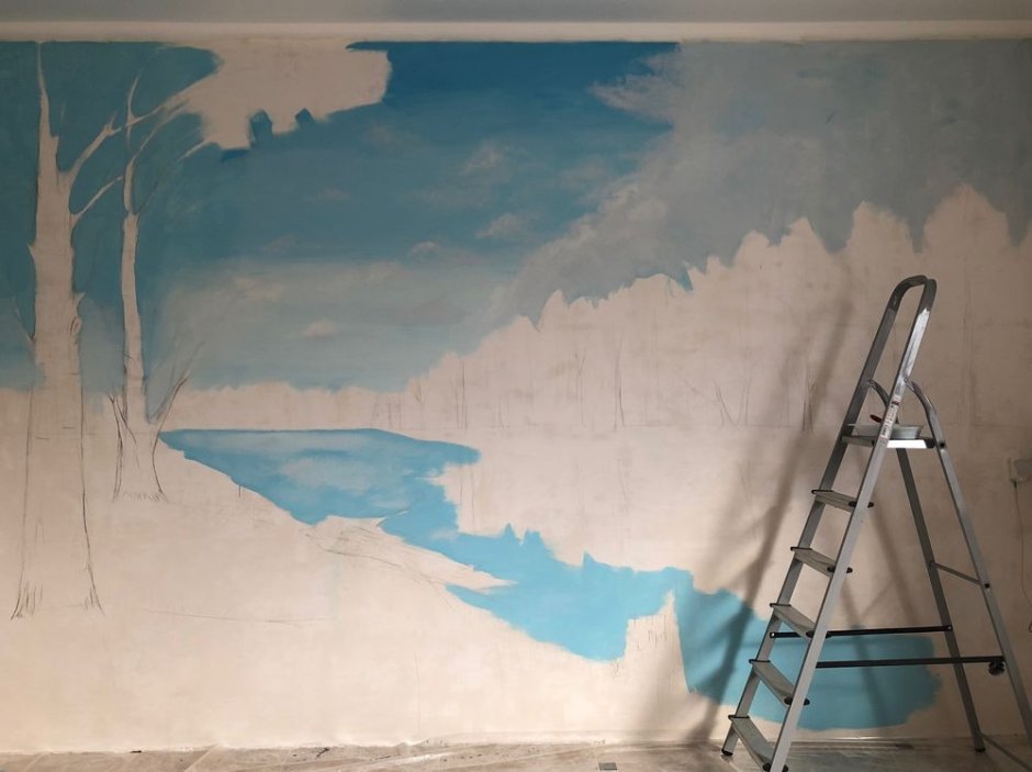 Рисование акрилом на стене