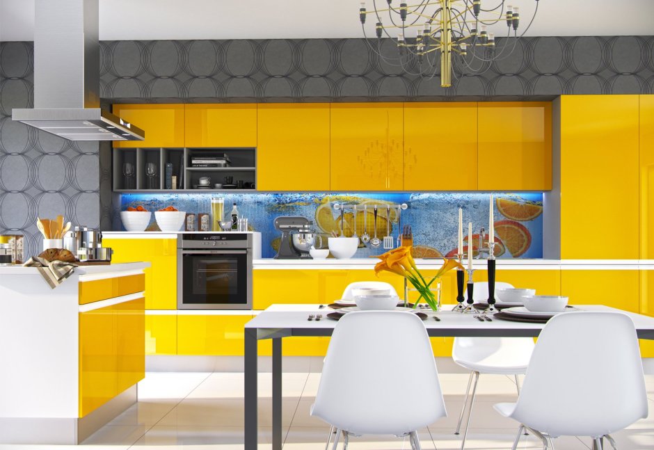 Желтая люстра на кухню