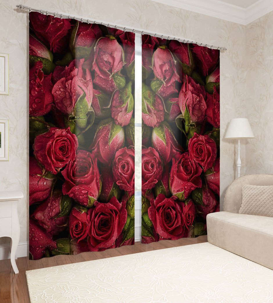 Ткань для штор с розами